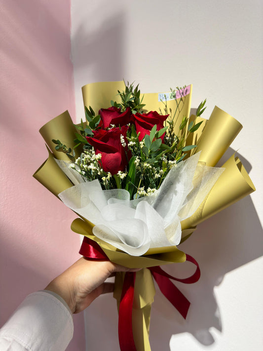 Roses Bouquet (Size S - M) Bow dan Bunga