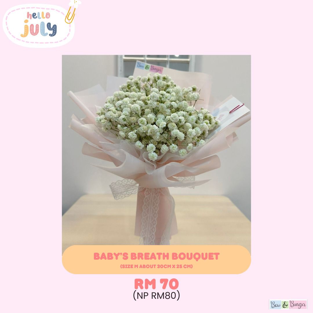 Baby Breath Bouquet Bow dan Bunga