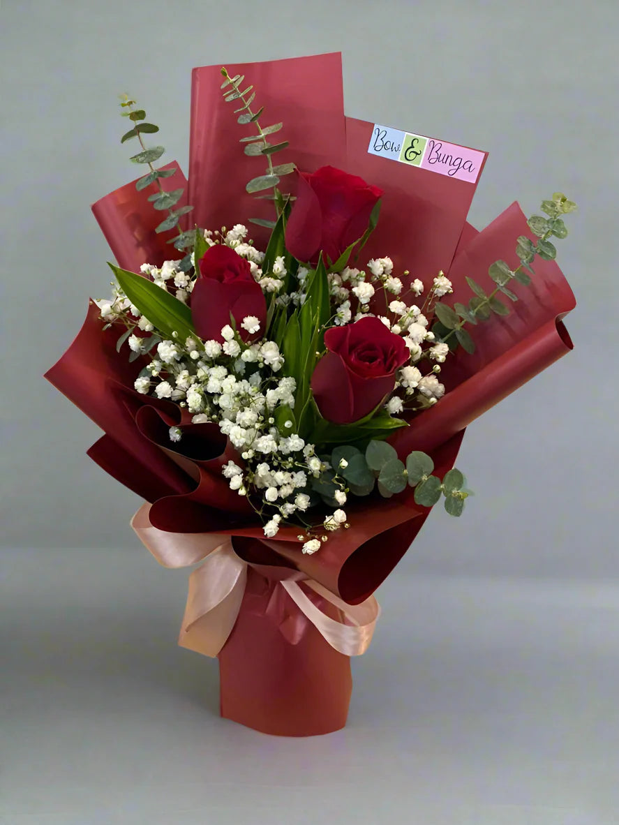 Roses Bouquet (Size S - M) Bow dan Bunga