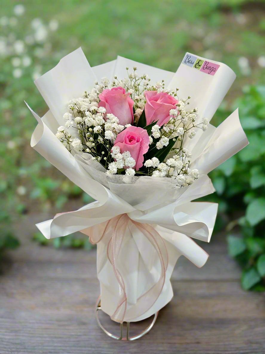 Roses Bouquet (Size S - M) Bow dan Bunga