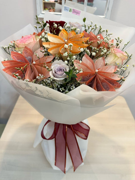 Money bouquet Bow dan Bunga