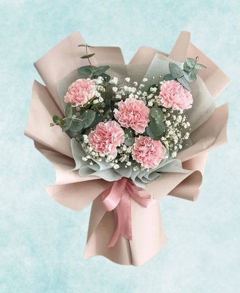 Carnations Bouquet Bow dan Bunga